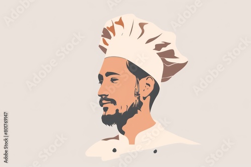 chef logo design, portrait minimalism illustration