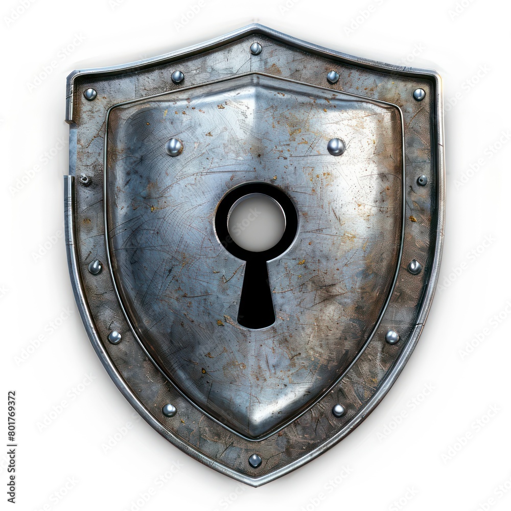 data security shield symbol, center with keyhole