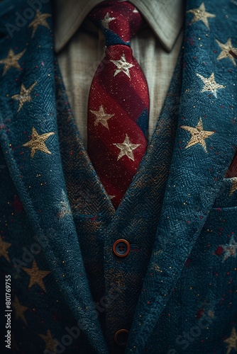 Red white and blue business suit - stars - patriotic fashion 
