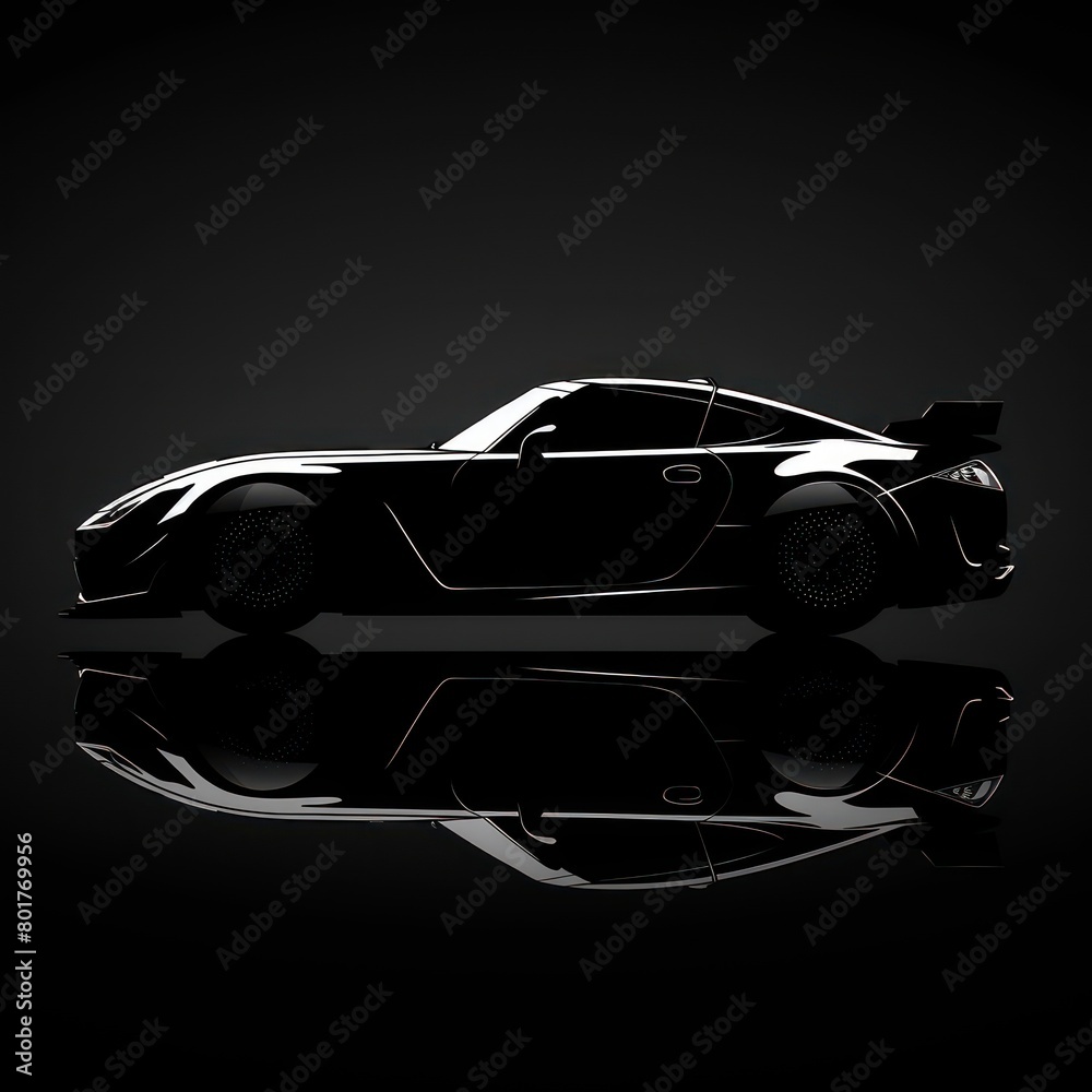 silhouette of a sports car on a black background