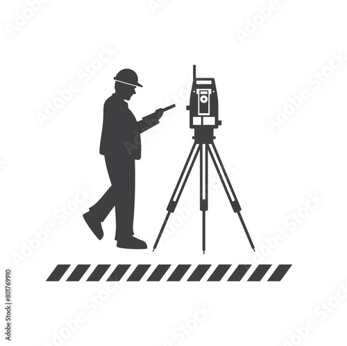 illustration of surveying camera, vector art.