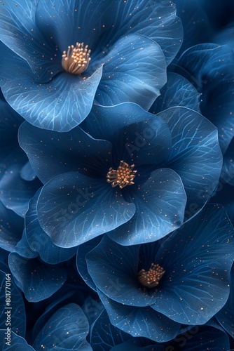 High-end navy blue flowers - graphic resource - fashion background 