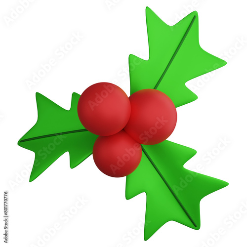Christmas decoration prop clipart flat design icon isolated on transparent background, 3D render Christmas and New year concept