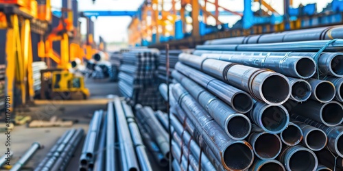 steel pipes, bars, industrial grade metal rolls © STOCKYE STUDIO