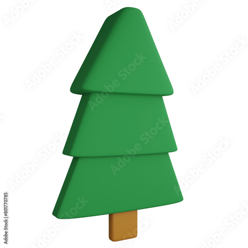 Christmas tree clipart flat design icon isolated on transparent background, 3D render Christmas and New year concept