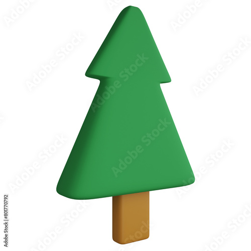 Christmas tree clipart flat design icon isolated on transparent background, 3D render Christmas and New year concept