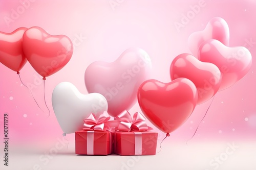 gift box with hearts Generative AI