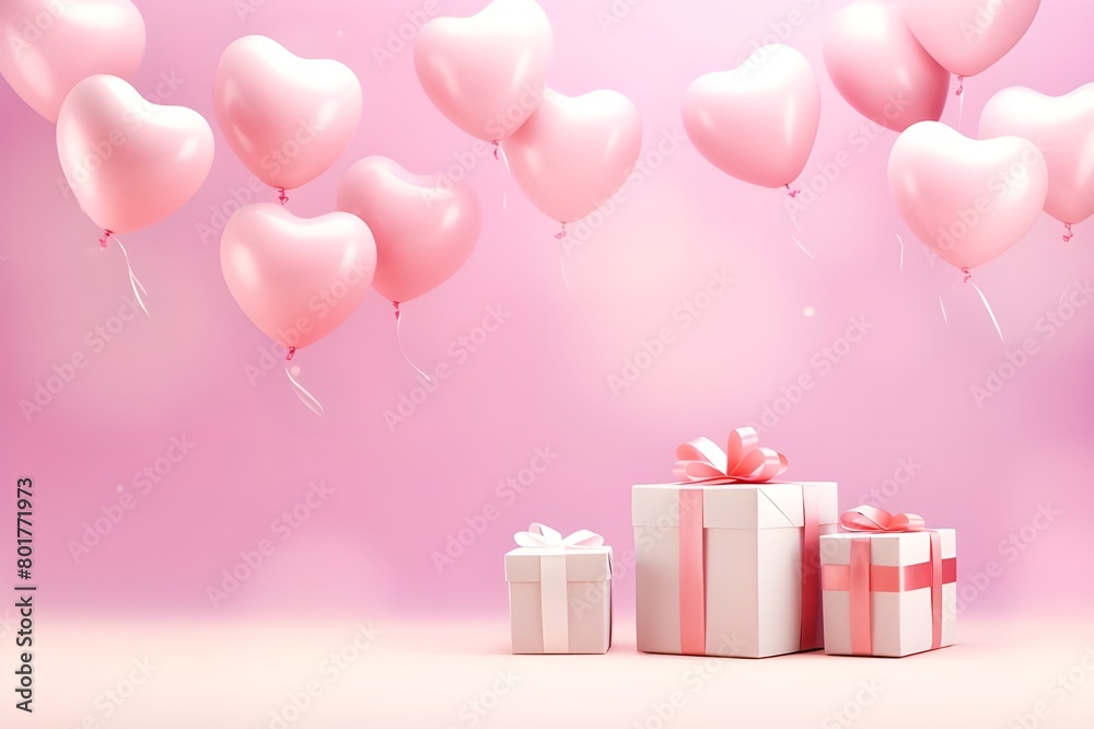 gift box with balloons Generative AI gift box with balloons Generative AI