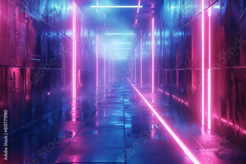 A futuristic aesthetic with neon lights and retro vibes.
