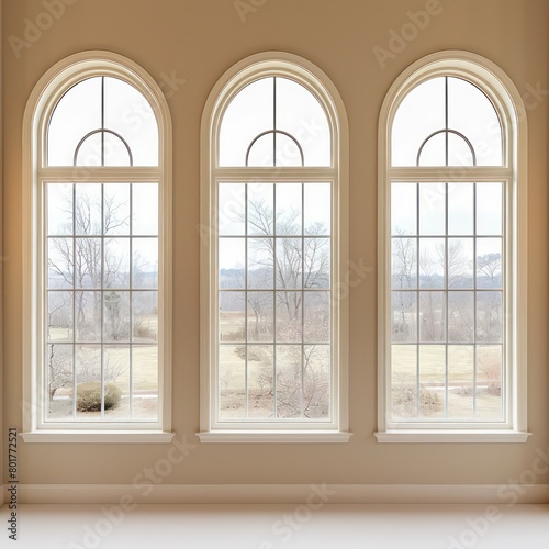 windows white arches beige color