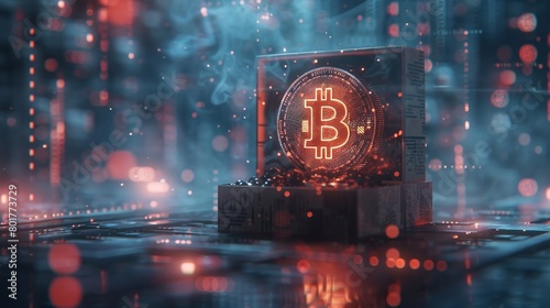 A striking picture depicting a cryptocurrency plunging rapidly into an illuminated container amidst futuristic digital designs and binary code streams in the background.