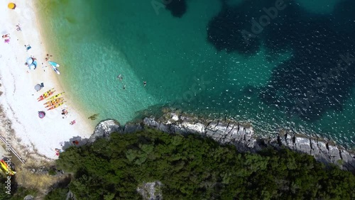 Top View over Mikros Poros Gialos Beach WaterSports Area, Lefkada, Greece