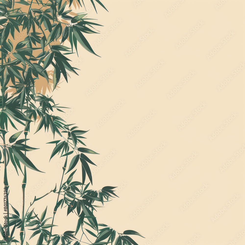 Fototapeta premium bamboo leafs and sticks pastel background