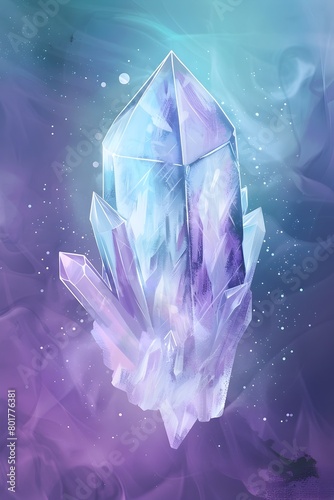 Ethereal Gemstone for a Crystal Healing Brand Logo with a Soft Glowing Aura and Prismatic Reflections