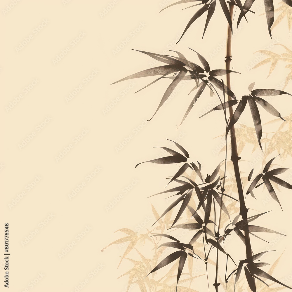 bamboo leafs and sticks pastel background bamboo leafs and sticks pastel background