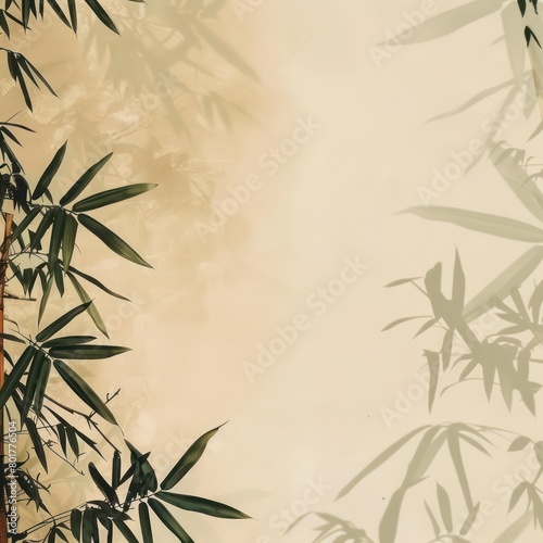 bamboo leafs and sticks pastel background
