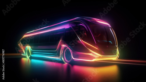 futuristic coach colorful and speedy light beams photo