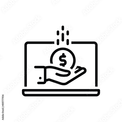 Black line icon for earning 