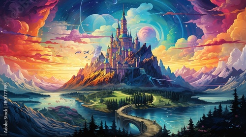 Castle sky painting , dreamland