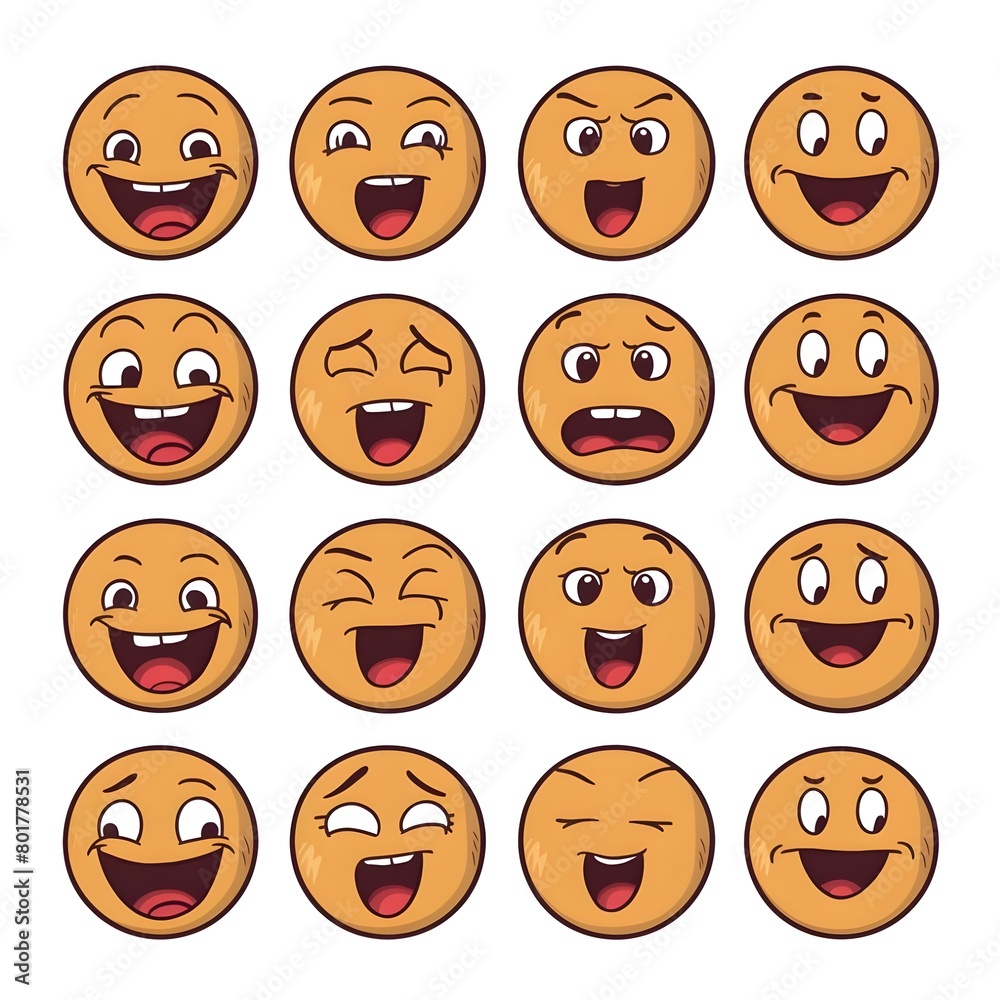 Fototapeta premium collection of emotional emoji on white background