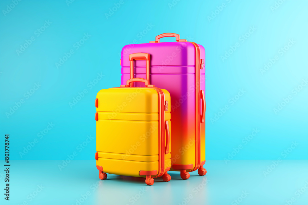 A colourful illustration of two suitcases on background , vacation luggage A colourful illustration of two suitcases on background , vacation luggage