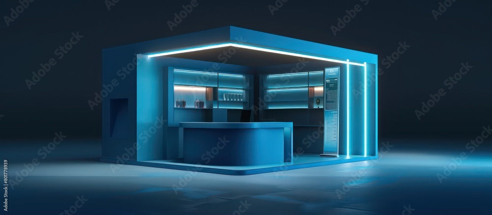 promotional trade show stand whit modern design and blue led lights promotional trade show stand whit modern design and blue led lights