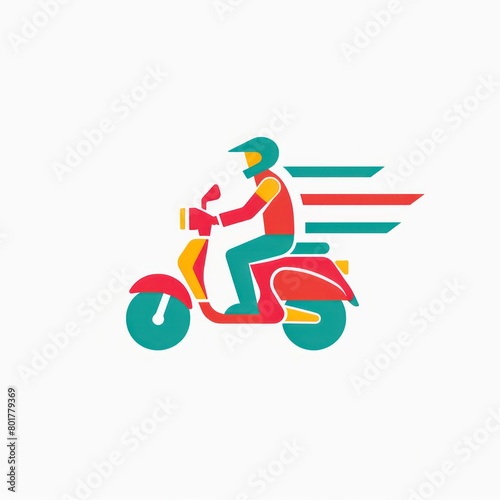 delivery express motorcycle van logo design, colorful, white background