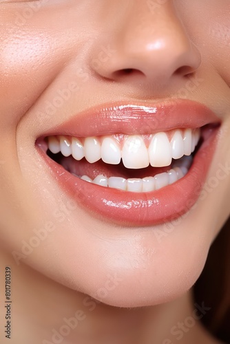 woman mouth with healthy teeth isolated on a white background