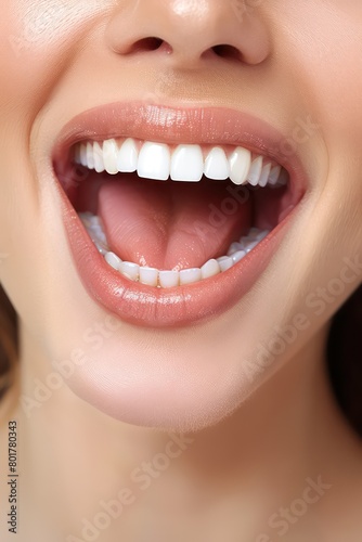 woman mouth with healthy teeth isolated on a white background