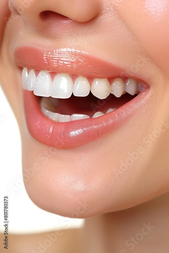 woman mouth with healthy teeth isolated on a white background