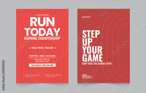 Running event double poster layout. Modern elegant running event editable poster. Sport running event template design. Eps vector illustration. 