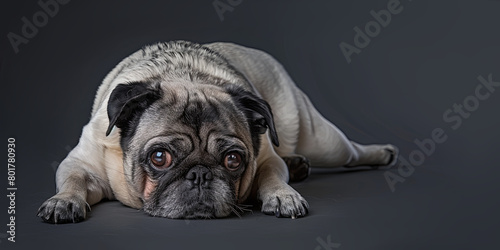 a pug dog laying on the floor  generative AI