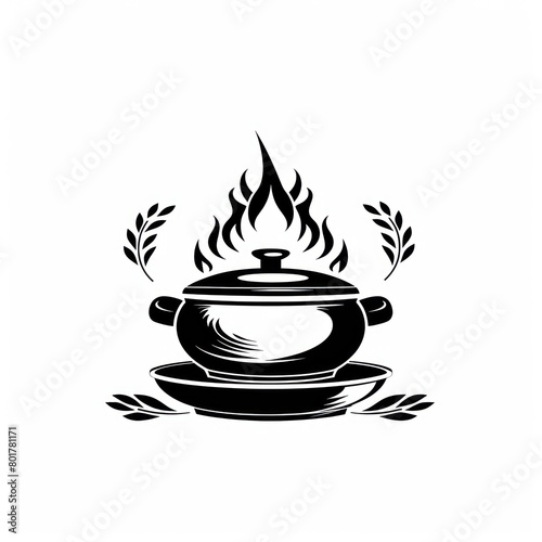 chef cooking logo set design to gastronomy at black and white