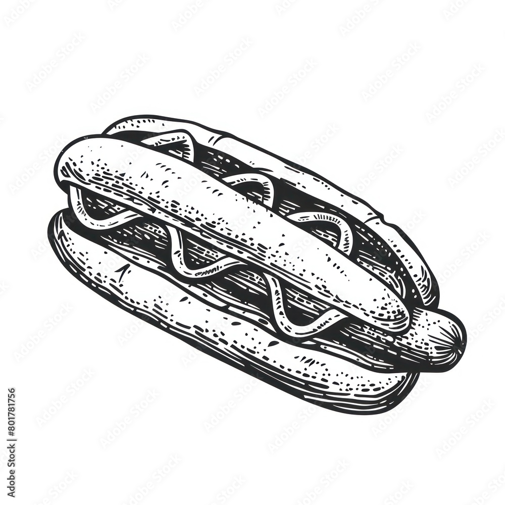 hotdog hand-drawn icon at black and white hotdog hand-drawn icon at black and white