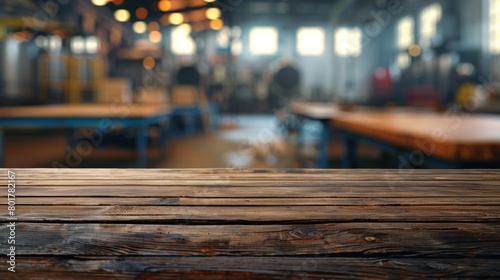 Vintage wood table with defocused background of a cozy brewpub  warm lighting  and casual social scene.