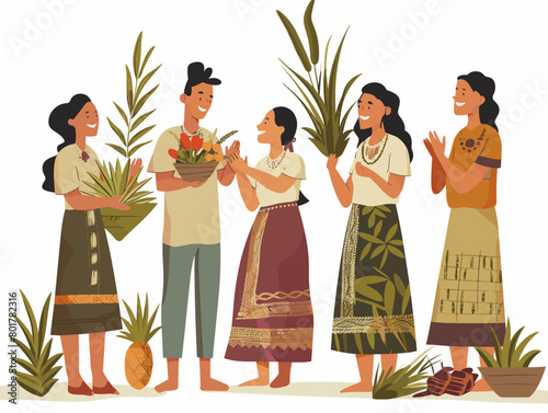 Villagers' Ceremonial Plea for a Prosperous Harvest: A Vectorial Depiction of Ancient Agrarian Rituals