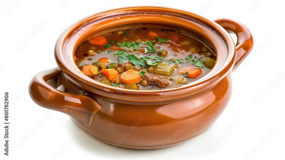 harm comfy pot of soup at white background harm comfy pot of soup at white background