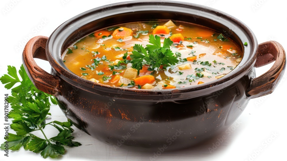 harm comfy pot of soup at white background harm comfy pot of soup at white background