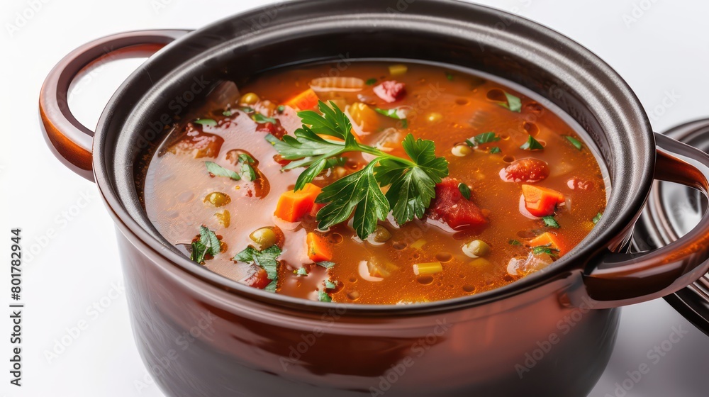 harm comfy pot of soup at white background harm comfy pot of soup at white background