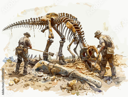 Animated Paleontological Excavation: Scientists Uncover Dinosaur Secrets Through Meticulous Brushwork