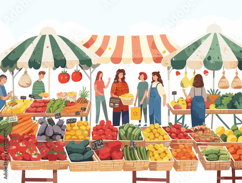 Local Farmers' Harvest: A Vibrant Celebration of Seasonal Bounty Captured in Animated Illustrations