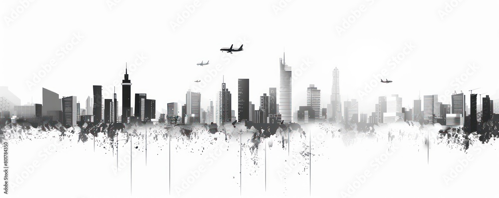 hi-tech city silhouette at white background hi-tech city silhouette at white background