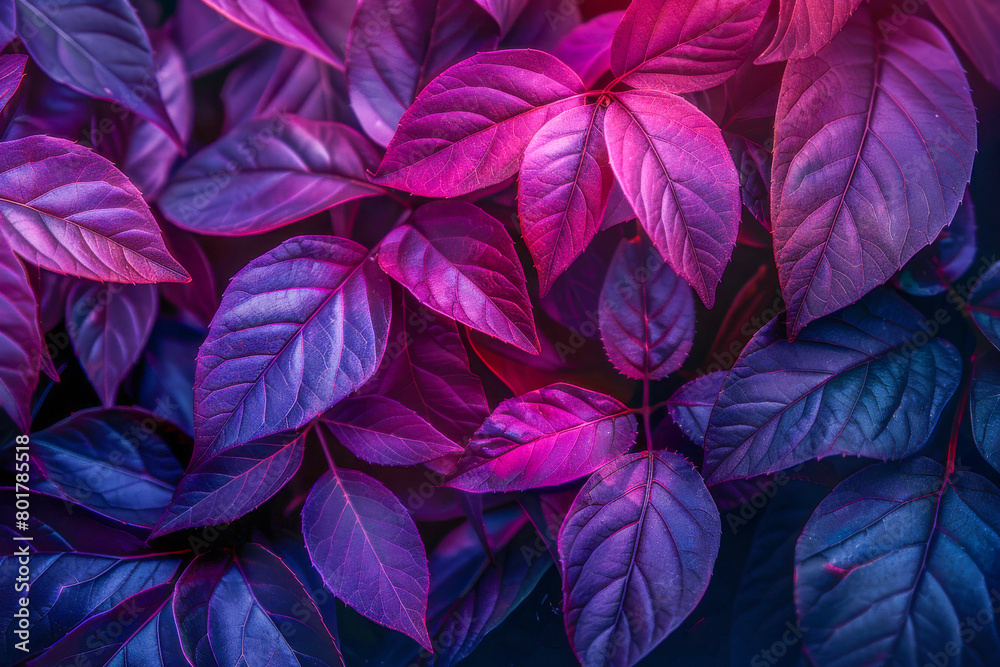 A close up of purple leaves with a blue background A close up of purple leaves with a blue background