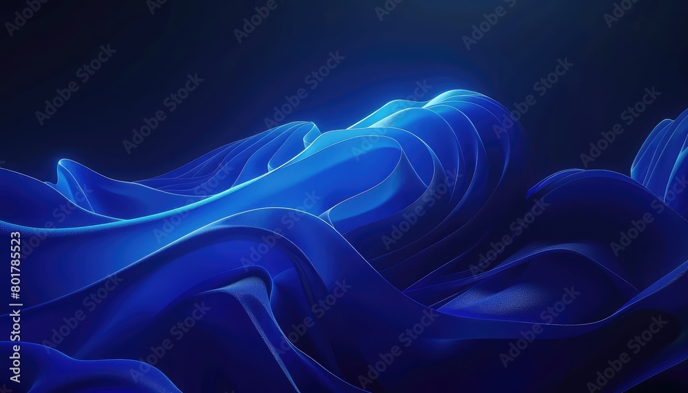 Fototapeta premium dark blue abstract moving smoothed lines with futuristic glowing effect and empty blank background, 3d render