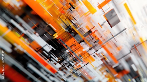 digital abstract design in orange, white and black