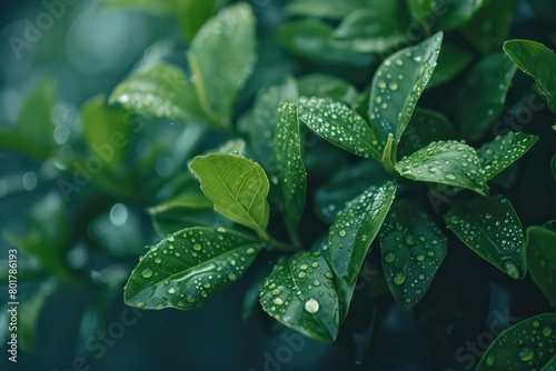 raindrop on top of green leaves