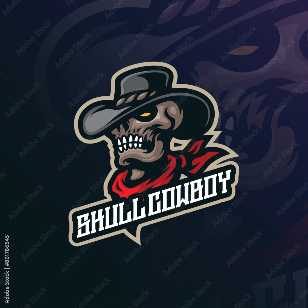 Skull mascot logo design vector with modern illustration concept style for badge, emblem and t shirt printing. Skull cowboy illustration.