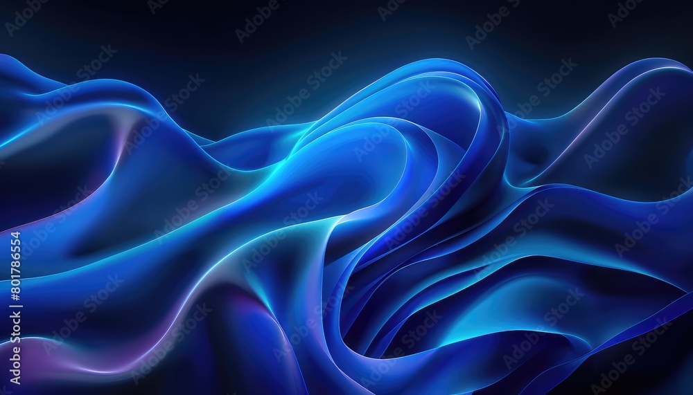 Fototapeta premium soft glass lightweight neon futuristic wavey gradients on dark background for modern deep blues