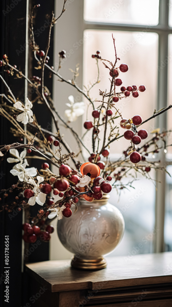 Beautiful floral arrangement with winter, autumn or early spring botanical plants and flowers Beautiful floral arrangement with winter, autumn or early spring botanical plants and flowers
