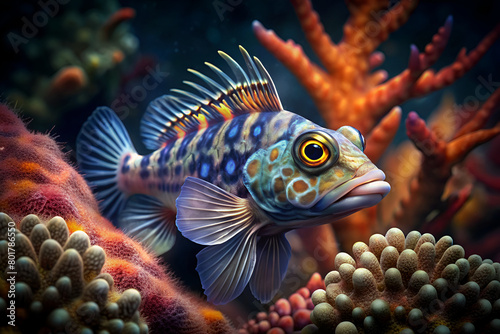 marble goby fish surrounded by beautiful coral